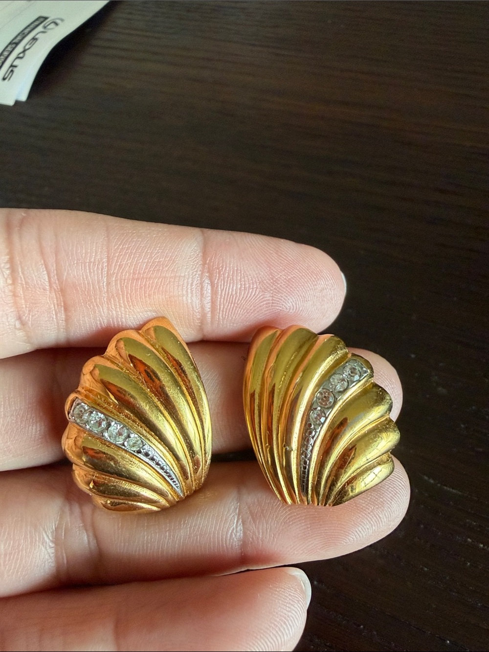 Gold-Tone Shell Clip Earrings with Crystal Accent - Givenchy